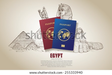 Egypt travel poster. Hand drawn Egypt. vector illustration.