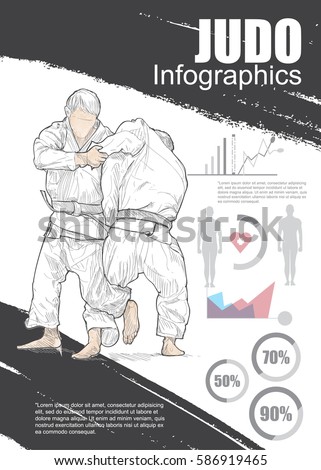 judo infographic vector. hand drawn illustration of judo