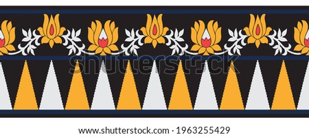 Tribal lotus flower border design