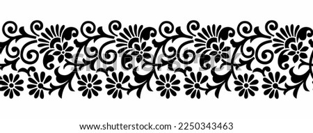 Vector lacy border with flower and paisley