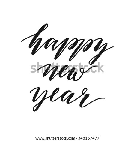 Happy New Year Calligraphic Inscription On White Background Stock Vector Illustration 348167477