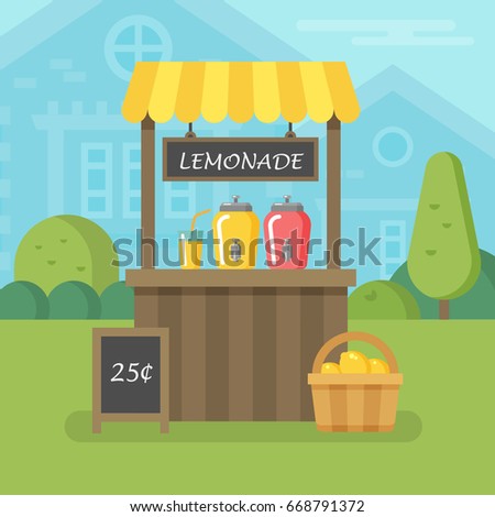 Lemonade stand flat illustration