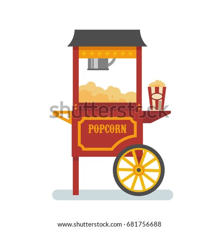 Popcorn machine flat illustration