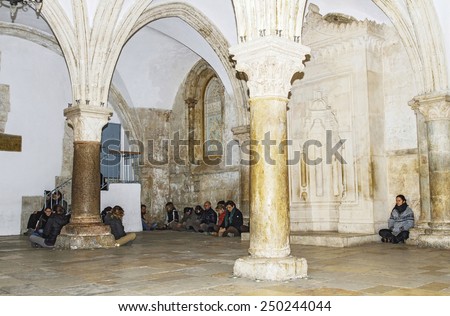 Jerusalem , Israel - January 06 . 2015 : Cenacle (Room of the last supper)  where Jesus and his disciples held the Passover feast - the Last Supper