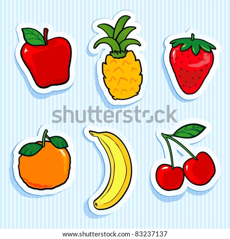 Set Of Fruit Stickers. Vector Icons - 83237137 : Shutterstock