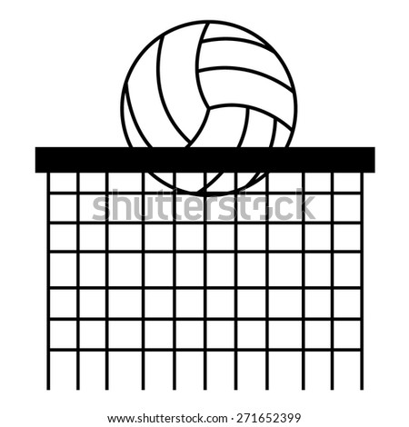 Volley Ball and Net Outline