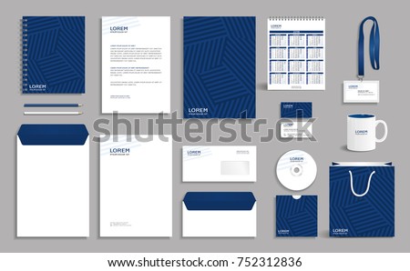 Blue geometric corporate identity design template eps10