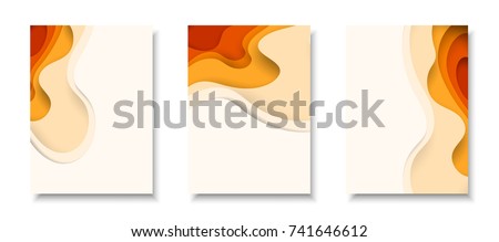 Vertical A4 banners with 3D abstract background with orange paper cut waves. Vector design layout for business presentations, flyers, posters and invitations.