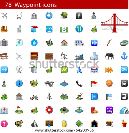 GPS and Waypoint Icon set