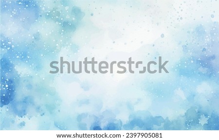 Vector watercolor winter background, snow, winter, blue