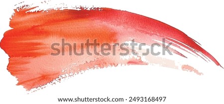 Red paint artistic dry brush stroke. Watercolor acrylic hand painted backdrop for print, web design and banners. Realistic vector background texture