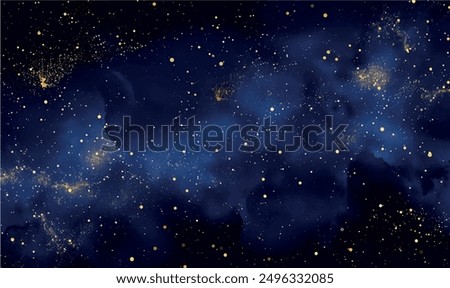 watercolor background space, night sky with stars	
