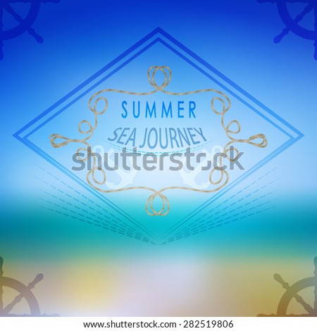 Vector summer ocean, blurred landscape, interface template. Corporate website design. Label over sea background.