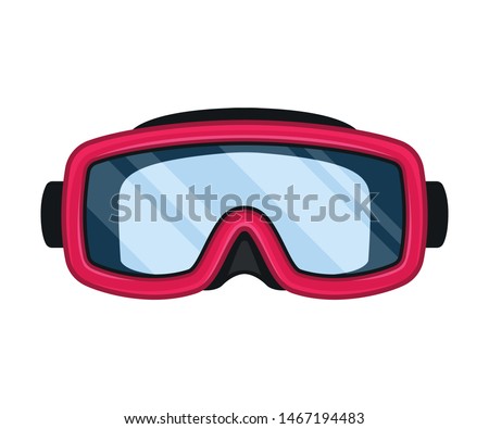 Red mask for swimming. Vector illustration on white background.