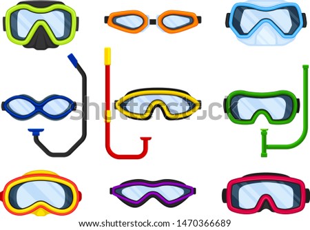 Set of masks for swimming. Vector illustration on white background.