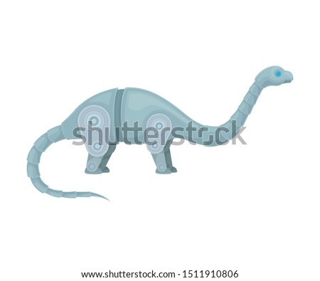 Metal Robot Dinosaur. Vector illustration on a white background.