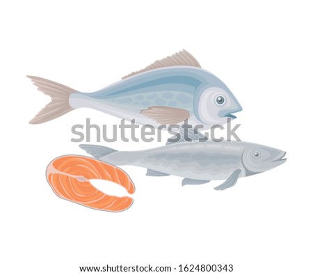 Fish Food Item for Boosting Brain Activity and Power Vector Illustration