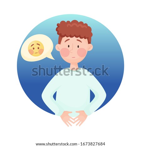 Young Boy Feeling Excitement Isolated on White Background Vector Illustration. Flushed Face Concept