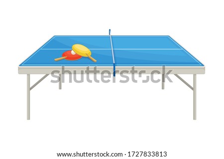 Table for Ping-Pong or Table Tennis as Tabletop Game Side View Vector Illustration