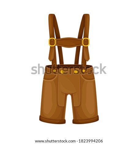 Lederhosen as National Clothing of Bavarian Vector Illustration