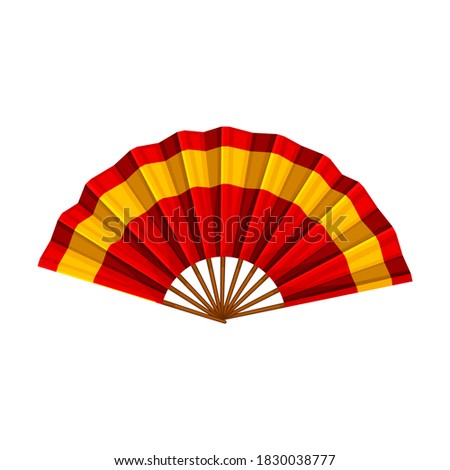 Hand Fan Colored in Red and Yellow as Spain Symbol Vector Illustration