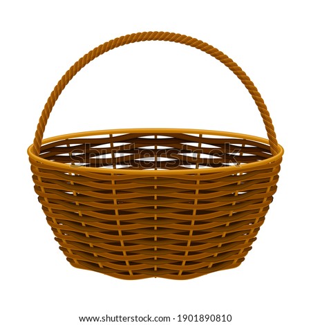 Wicker Basket as Container Woven from Stiff Fiber Vector Illustration