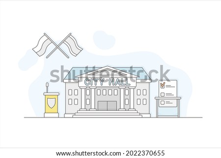 Municipal or City Services for Citizen with City Hall Department Vector Illustration