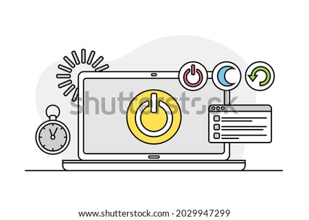 Desktop Computer Monitor with Reset and Sleeping Mode Button as Programmed Machine for Operation Vector Illustration