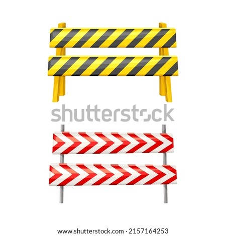 Road barriers set. Construction equipment vector illustration on white background