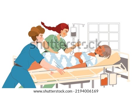 Doctors Carrying Patient on Stretcher to Surgery as Medical Staff Working in Clinic Vector Illustration ストックフォト © 
