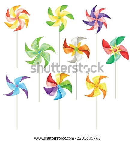 Similar – Image, Stock Photo Moving colored pinwheel on yellow background. Place to copy.