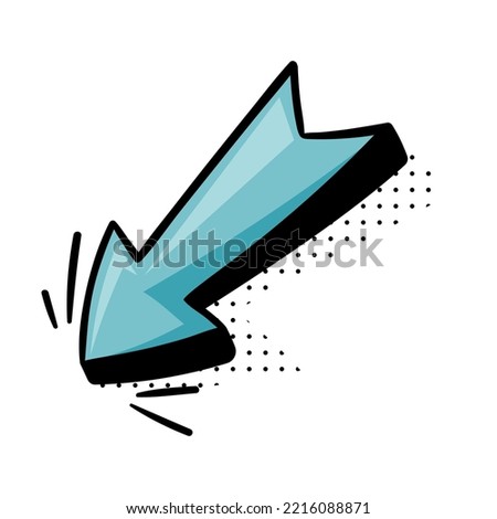 Blue Straight Arrow with Pointed End and Dots Doodle Style Vector Element