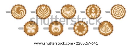 Similar – Image, Stock Photo Cappuccino with latte art on a wooden table in a cafe