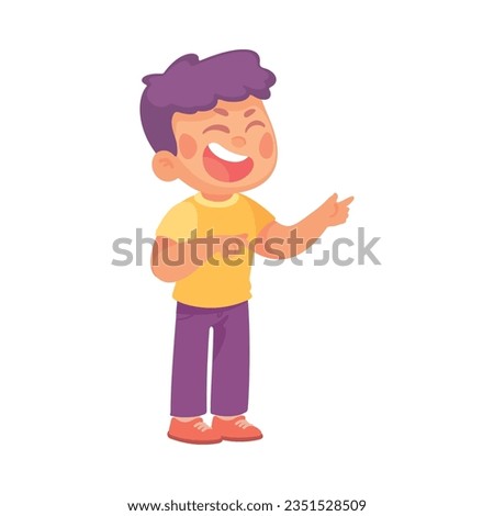 Angry Bullying Boy Character with Face Grimace Teasing Somebody Vector Illustration