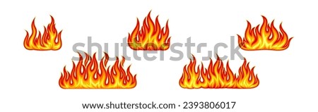 Red and Orange Fire Flame and Hot Blazing Element Vector Set