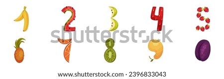 Fruit Numbers and Numeral for Counting Vector Set