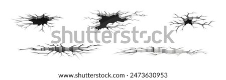 Earthquake Cracks and Holes in Ground Vector Set