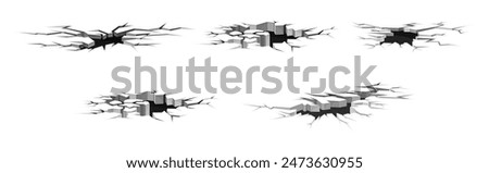 Earthquake Cracks and Holes in Ground Vector Set