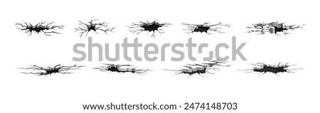 Earthquake Cracks and Holes in Ground Vector Set