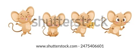 Cute Mouse Character Engaged in Different Activity Vector Set