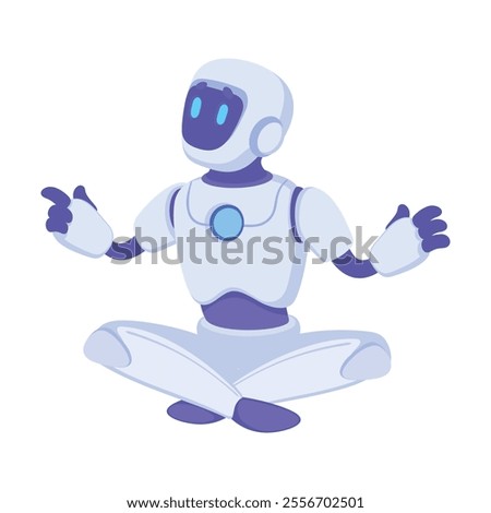 Robot Sit as Smart Android Assistant Machine Vector Illustration