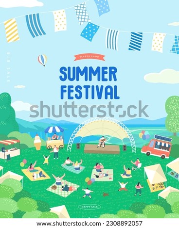 summer holidays vacation Web Banner illustration
