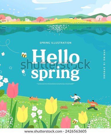 Spring template with beautiful flower. Vector illustration