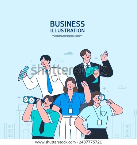 Business concept vector line illustration