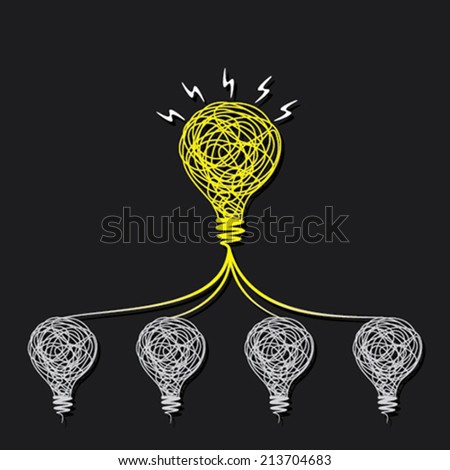 small idea make big idea or every bulb connect to small bulb concept vector