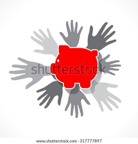 every hand supports for causes or financial help concept design vector