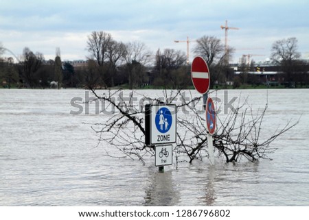 Similar – Image, Stock Photo Floods on the Rhine Deluge