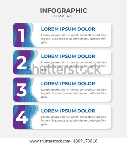 infographic element template with 4 points, bullet, numbering, list, options and paper cut design vector