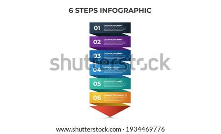 6 points of steps infographic template vector, arrow list diagram layout for presentation, etc 商業照片 © 