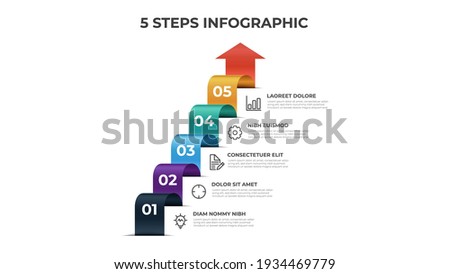 5 stairs of steps, infographic element template, layout design vector with list arrow diagram